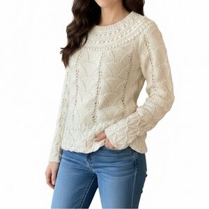 Anthropologie Guinevere chunky knit cream sweater wool alpaca blend small
